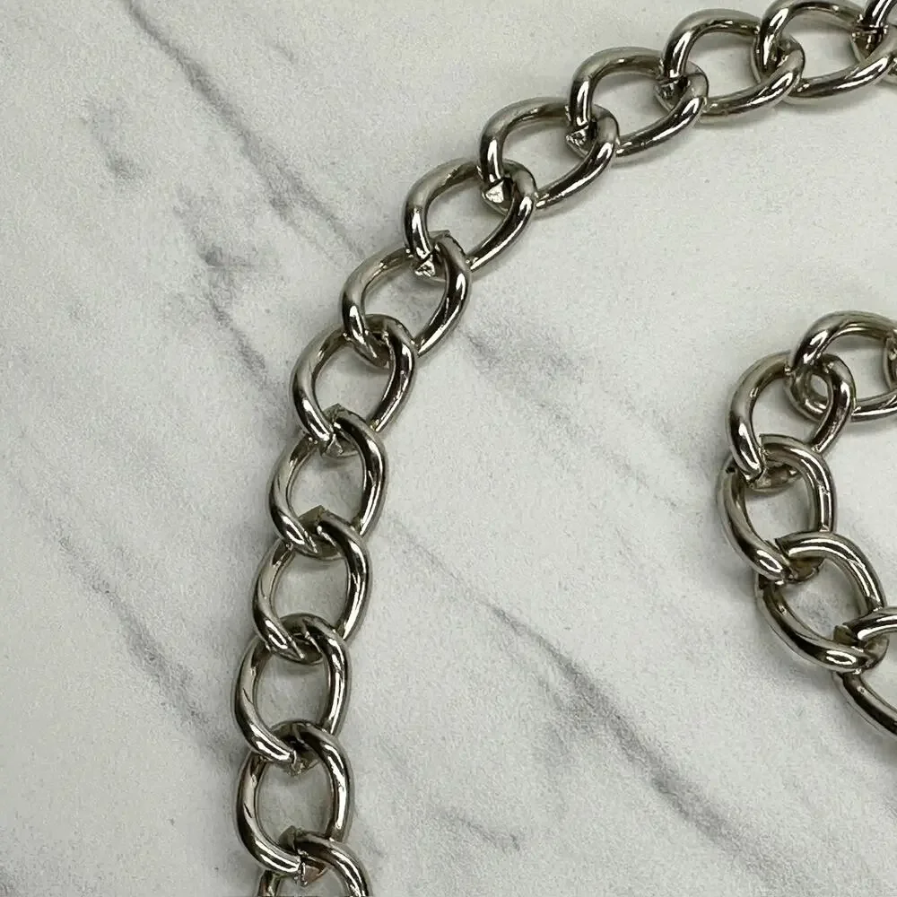 Womens Rhinestone Butterfly Chain Belt Silver Tone Chunky XS/Small ✨